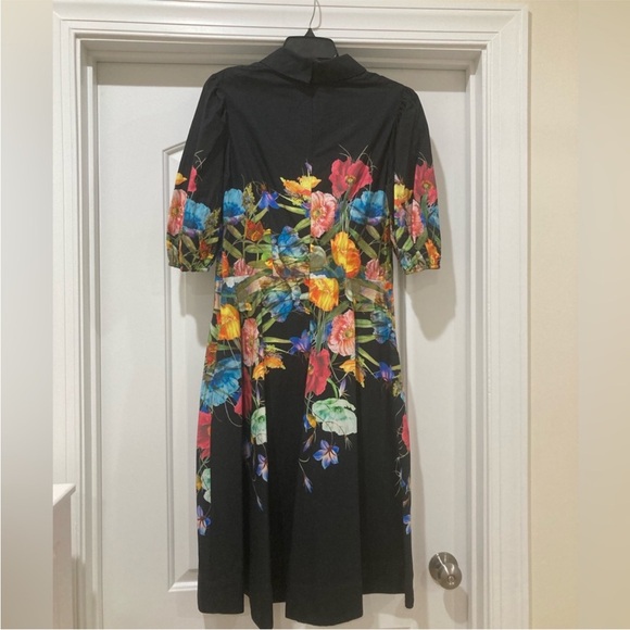 Rickie Freeman for Teri Jon Black Floral Midi Dress Size 12 - Picture 9 of 12